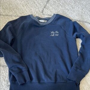 Abercrombie & Fitch Blue Crewneck Sweatshirt with Ribbed Details